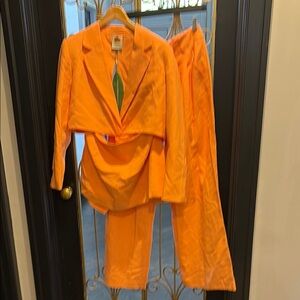 Farm Rio Anthropologie cut out open back blazer medium nwt pants sold